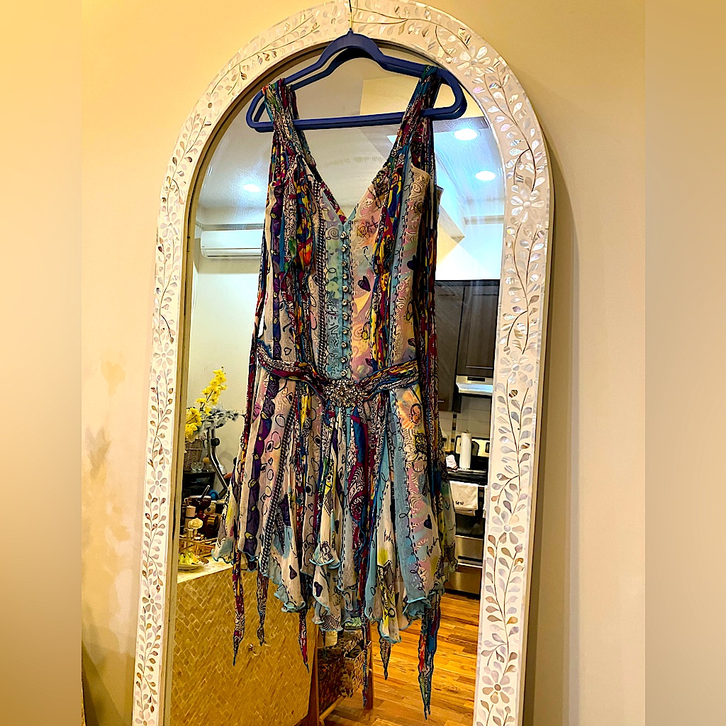 Ginger And Java Y2k Vintage Silk Chiffon Handkerchief Dress - Nwt, Size 6